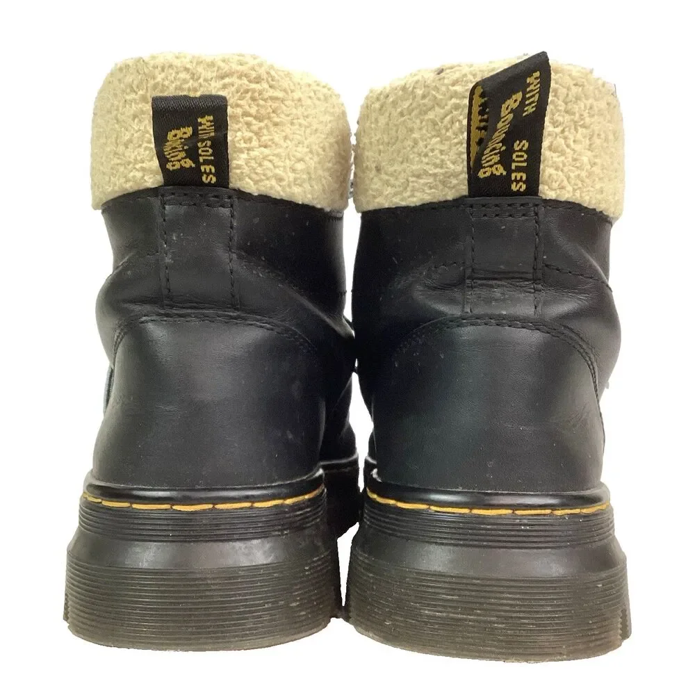 Dr Martens Combs Leather Boots Women's Sz 7 Black Y2K Sherpa Lined LA004